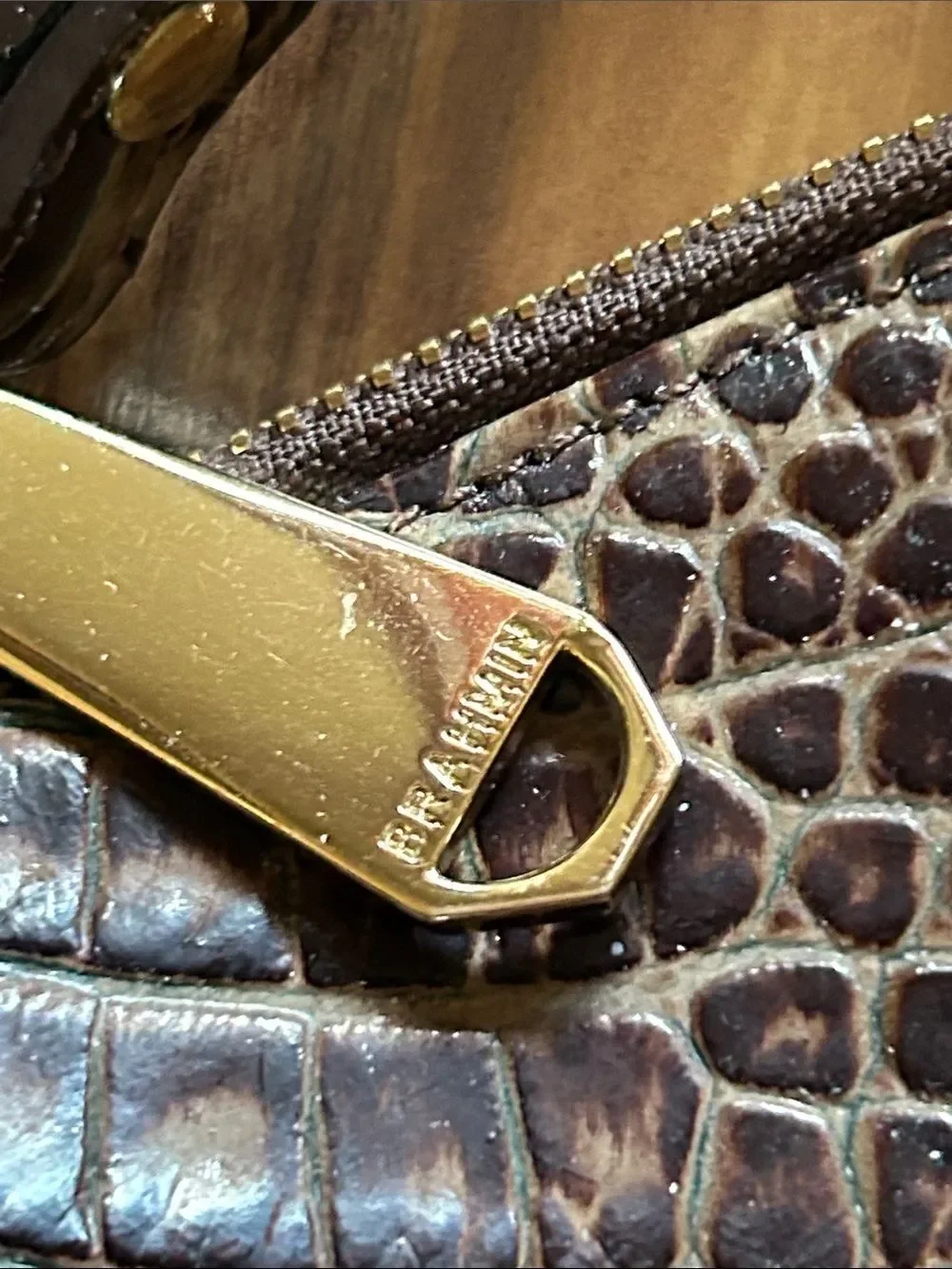 Brahmin Duxbury Brown Croc Embossed Ombré Finish Satchel